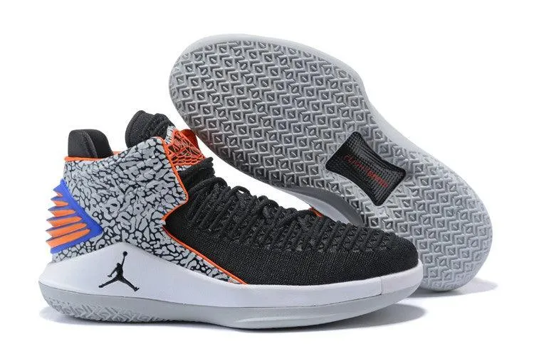 Air Jordan 32 Black Elephant Print/Blue-Orange Basketball Shoes