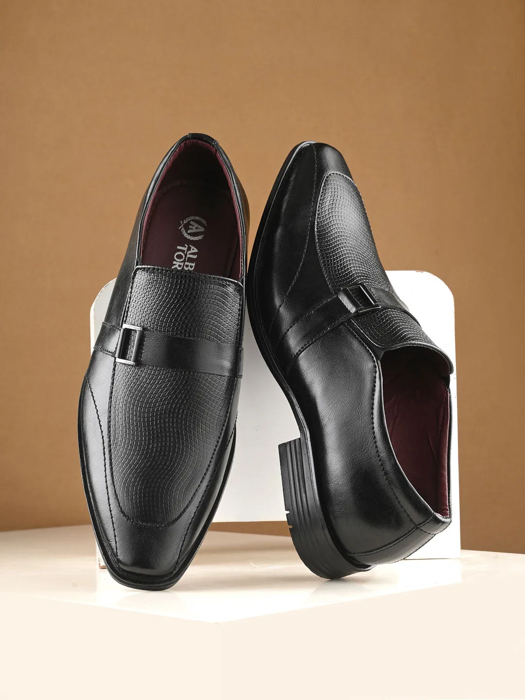 Alberto Torresi Synthetic Black Slip On Formal Shoes