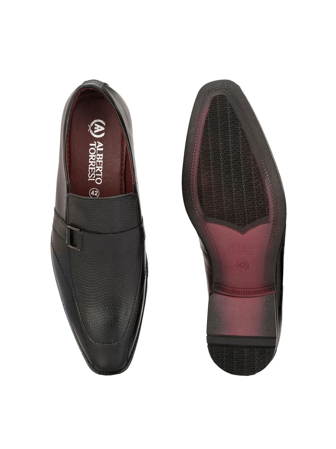 Alberto Torresi Synthetic Black Slip On Formal Shoes