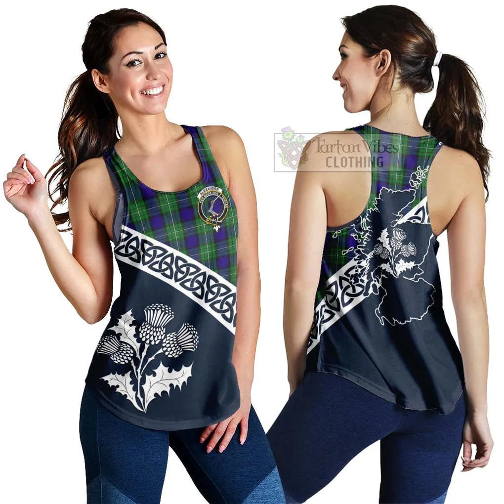 Alexander Tartan Women's Racerback Tanks Featuring Thistle and Scotland Map