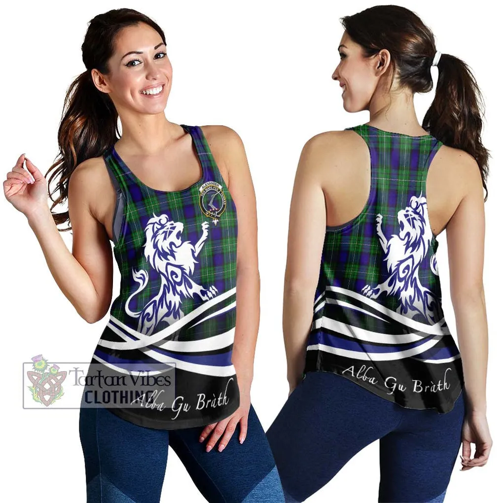 Alexander Tartan Women's Racerback Tanks with Alba Gu Brath Regal Lion Emblem