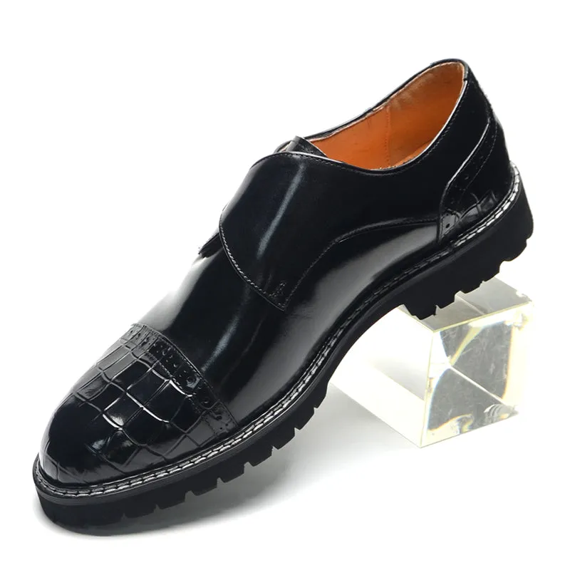 AlliElegance Luxe Brogue Buckle Oxford Dress Shoes