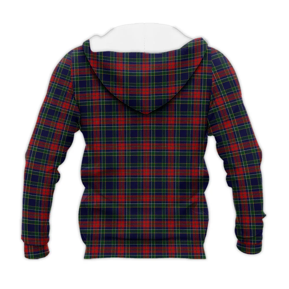 Allison Red Tartan Knitted Hoodie with Family Crest