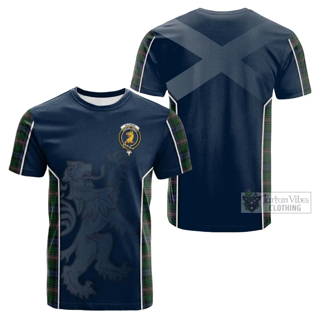 Allison Tartan Cotton T-shirt with Family Crest and Lion Rampant Vibes Sport Style