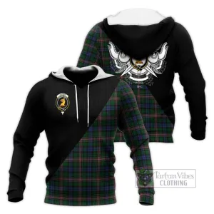 Allison Tartan Knitted Hoodie with Family Crest and Military Logo Style