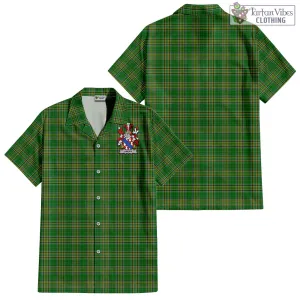 Amory Irish Clan Tartan Short Sleeve Button Up with Coat of Arms