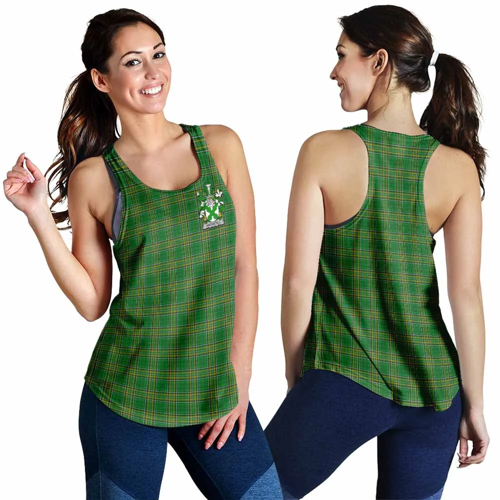 Ancketill Irish Clan Tartan Women's Racerback Tanks with Coat of Arms