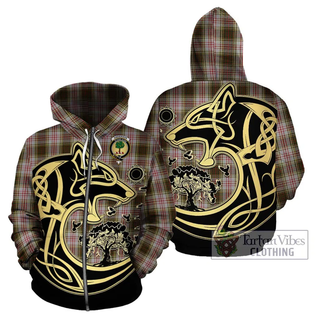 Anderson Dress Tartan Hoodie with Family Crest Celtic Wolf Style