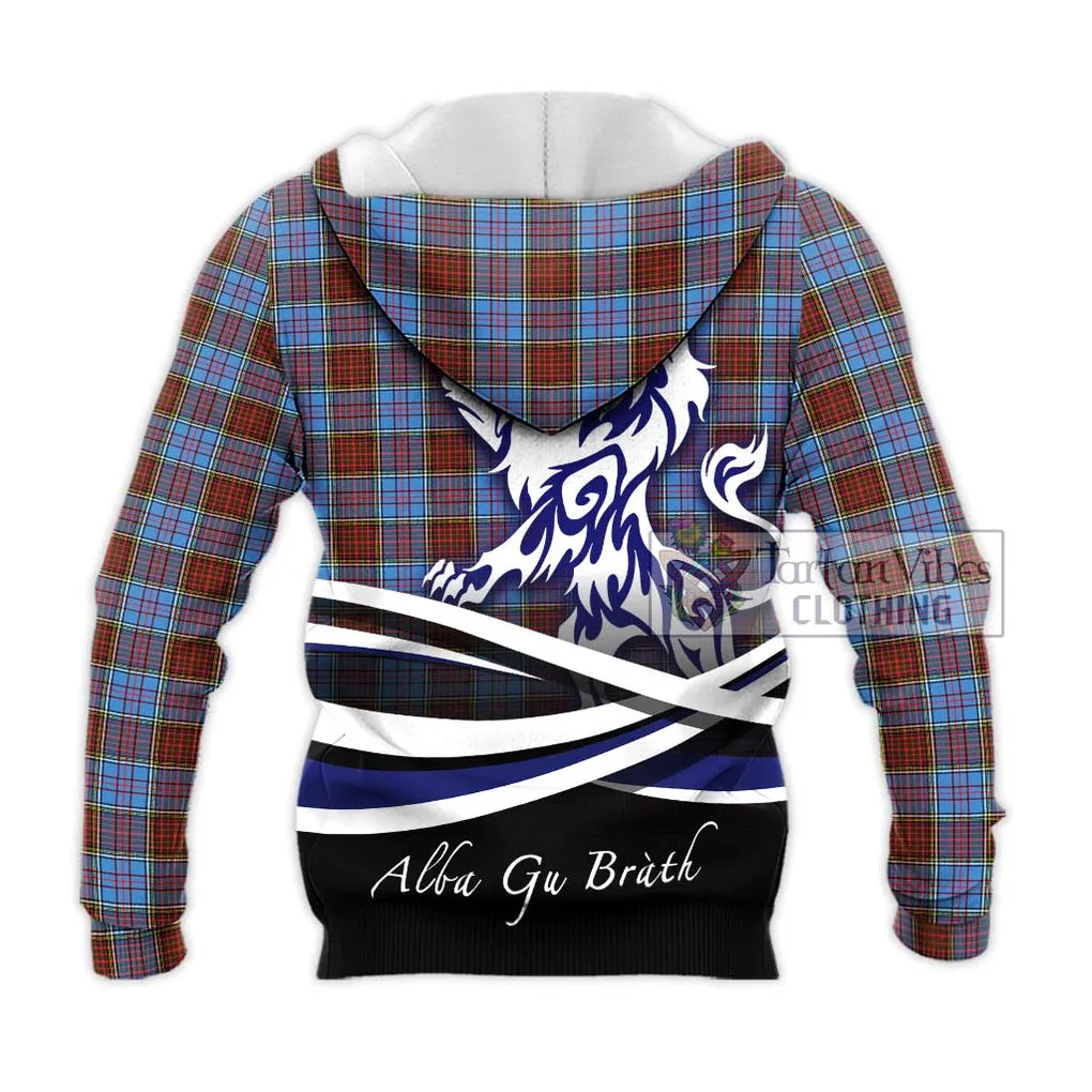 Anderson Modern Tartan Knitted Hoodie with Alba Gu Brath Regal Lion Emblem