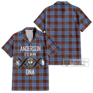 Anderson Modern Tartan Short Sleeve Button Shirt with Family Crest DNA In Me Style