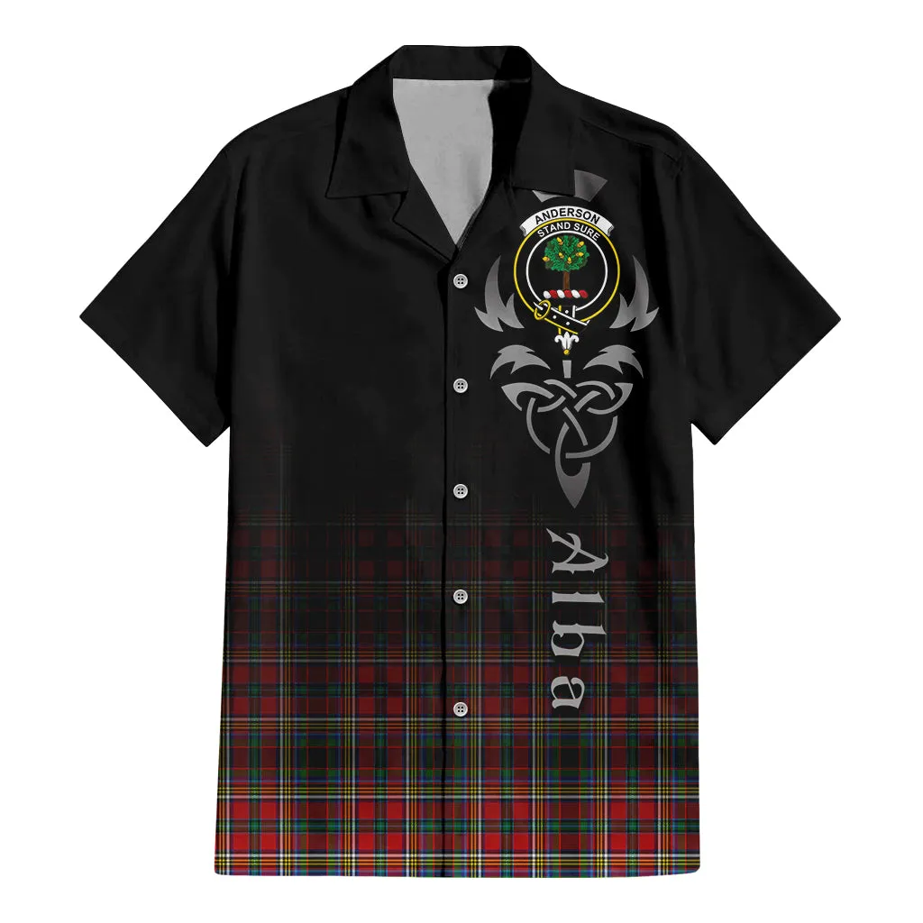 Anderson of Arbrake Tartan Short Sleeve Button Up Shirt Featuring Alba Gu Brath Family Crest Celtic Inspired