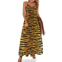 Animal Print Spaghetti Strap Ankle-Length Dress Long dress