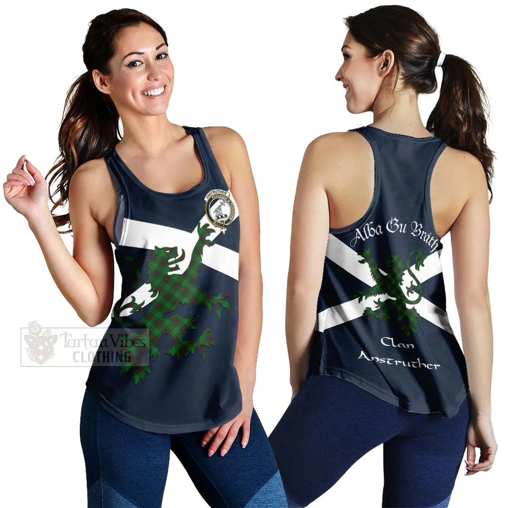 Anstruther Tartan Lion Rampant Women's Racerback Tanks  Proudly Display Your Heritage with Alba Gu Brath and Clan Name