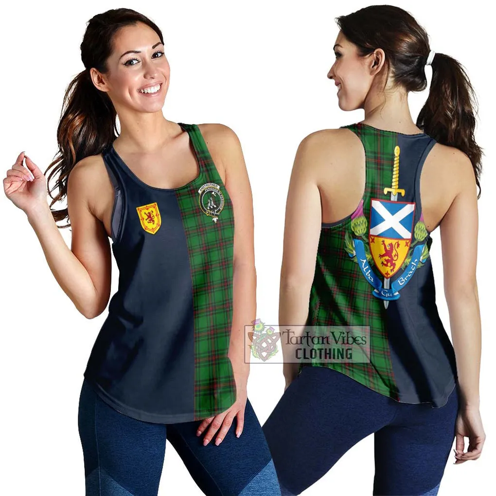 Anstruther Tartan Women's Racerback Tanks Alba with Scottish Lion Royal Arm Half Style