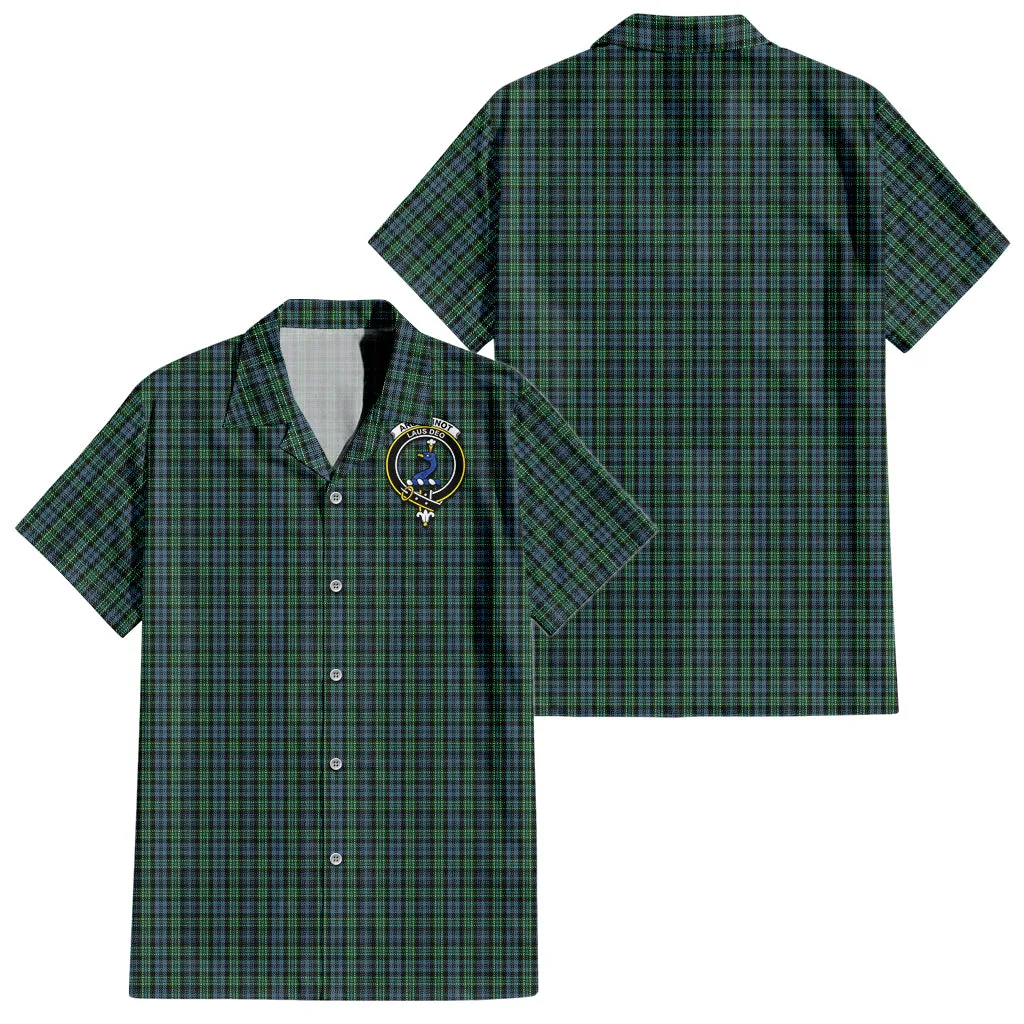 Arbuthnot Tartan Short Sleeve Button Down Shirt with Family Crest