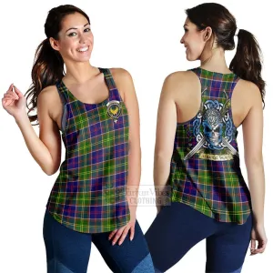 Arnott Tartan Women's Racerback Tanks with Family Crest Celtic Skull Style