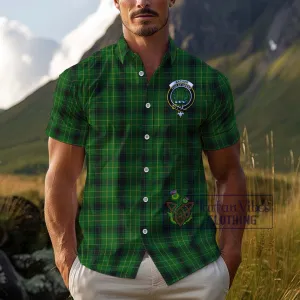 Arthur Highland Tartan Cotton Hawaiian Shirt with Family Crest