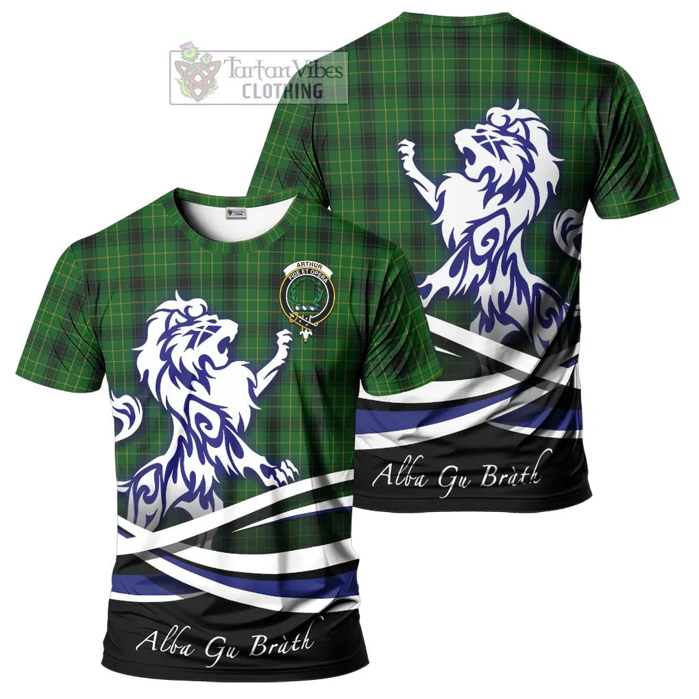 Arthur Highland Tartan Cotton T-shirt with Alba Gu Brath Regal Lion Emblem