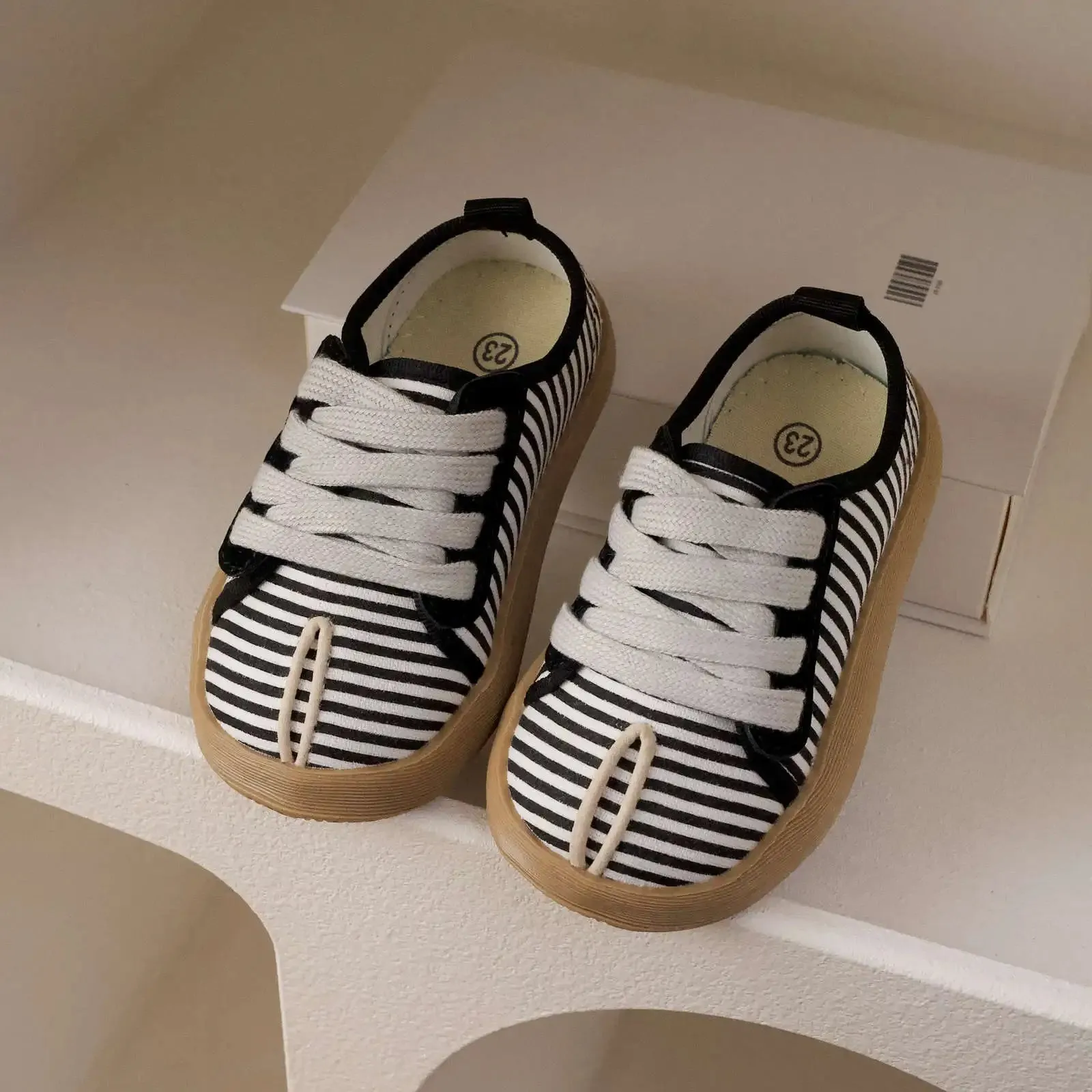 ARWEN AJH 2024 New Baby Canvas Shoes Children Fashion Spring School Sneakers Boys Stripes Print Shoes Girls Florals Princess Canvas Shoes