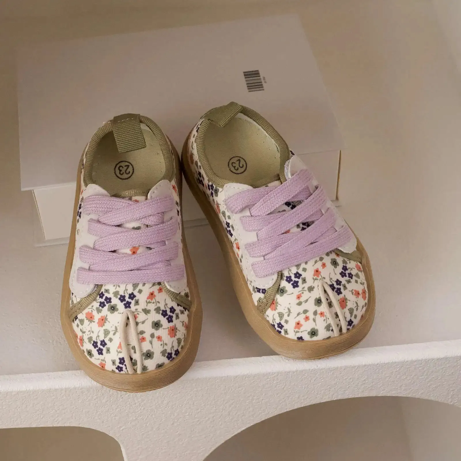 ARWEN AJH 2024 New Baby Canvas Shoes Children Fashion Spring School Sneakers Boys Stripes Print Shoes Girls Florals Princess Canvas Shoes