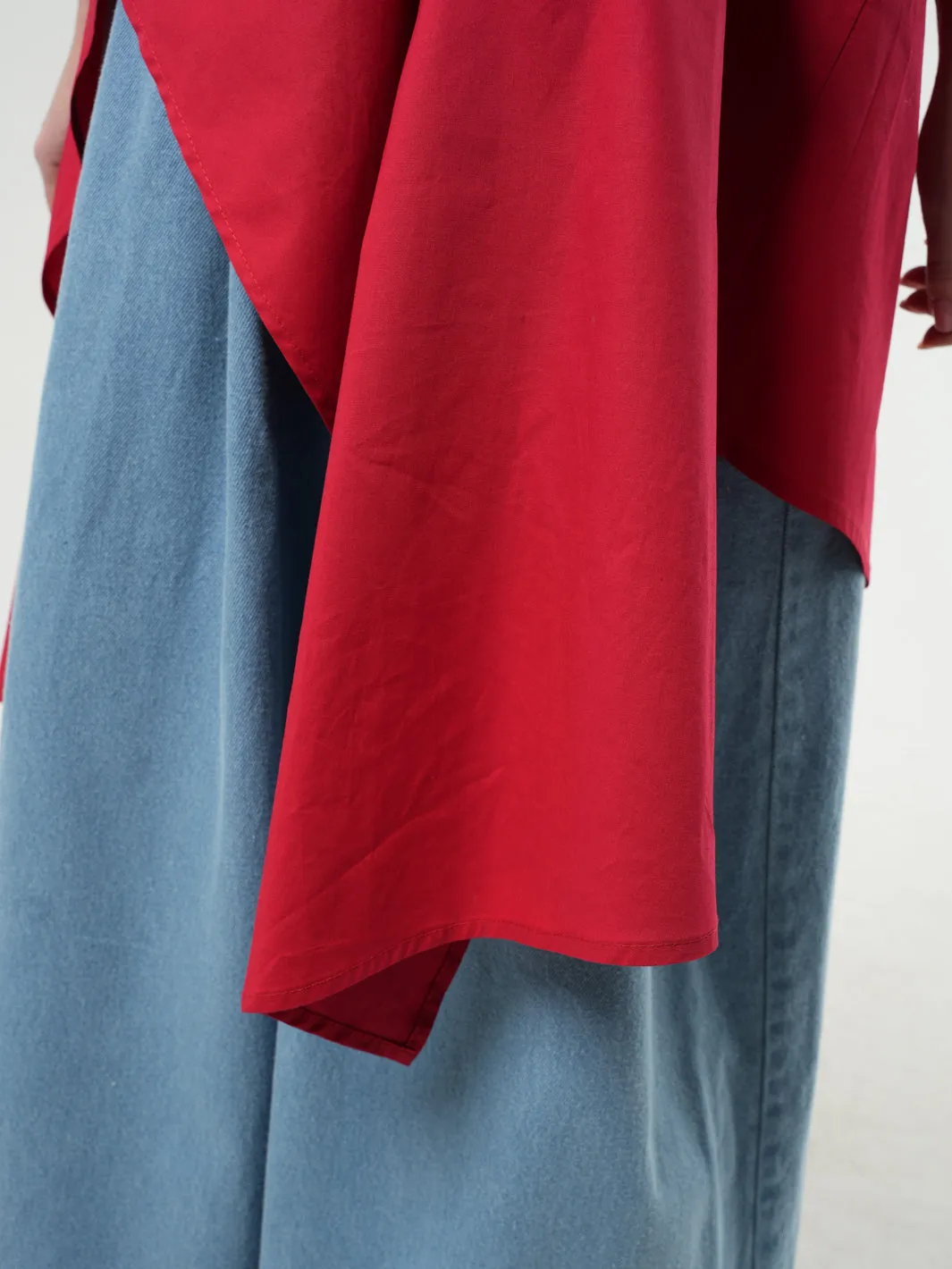 Asymmetric Tunic Shirt In Red