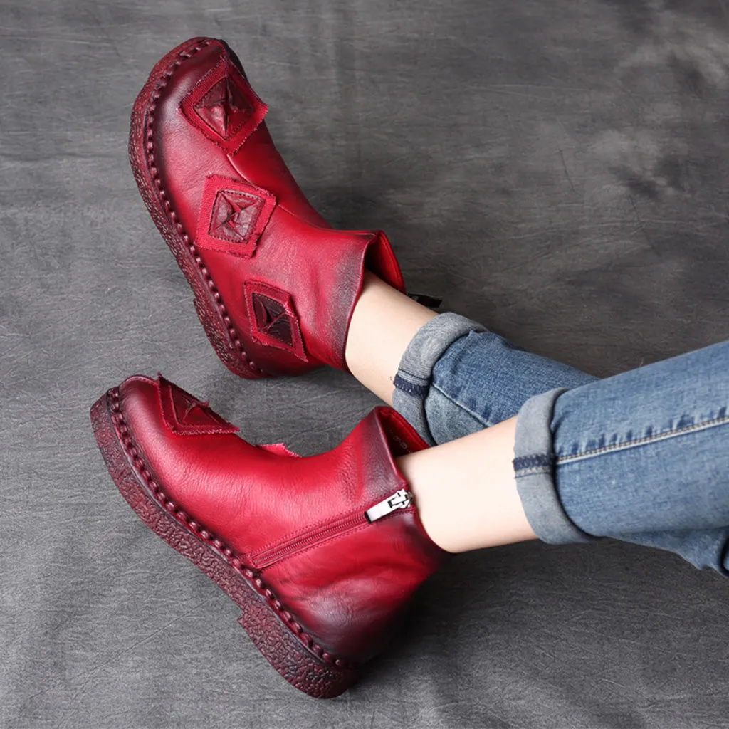 Autumn Winter Retro Leather Ankle Women's Boots | Gift Shoes