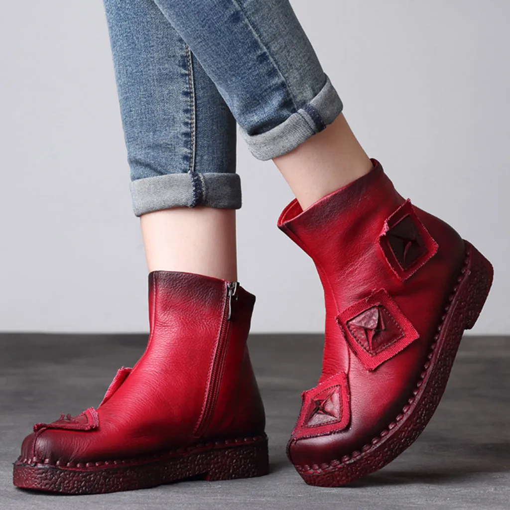 Autumn Winter Retro Leather Ankle Women's Boots | Gift Shoes