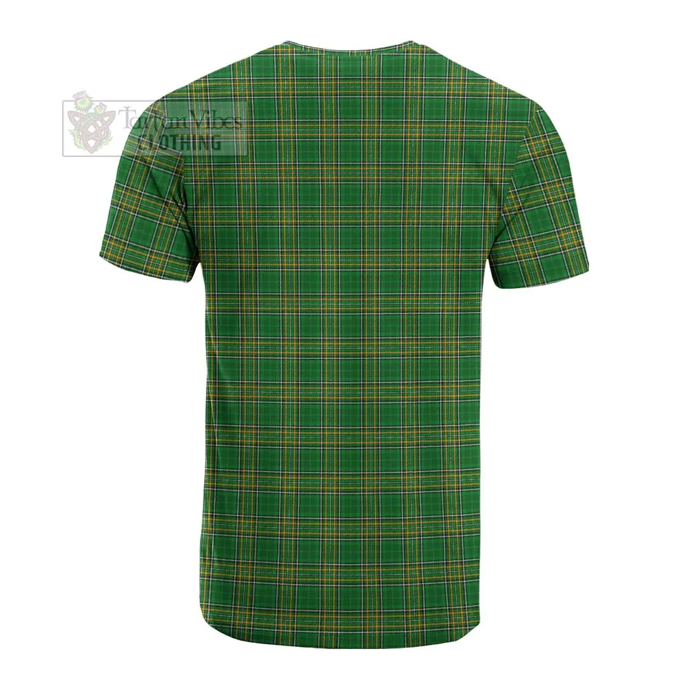 Avery Irish Clan Tartan Cotton T-shirt with Coat of Arms