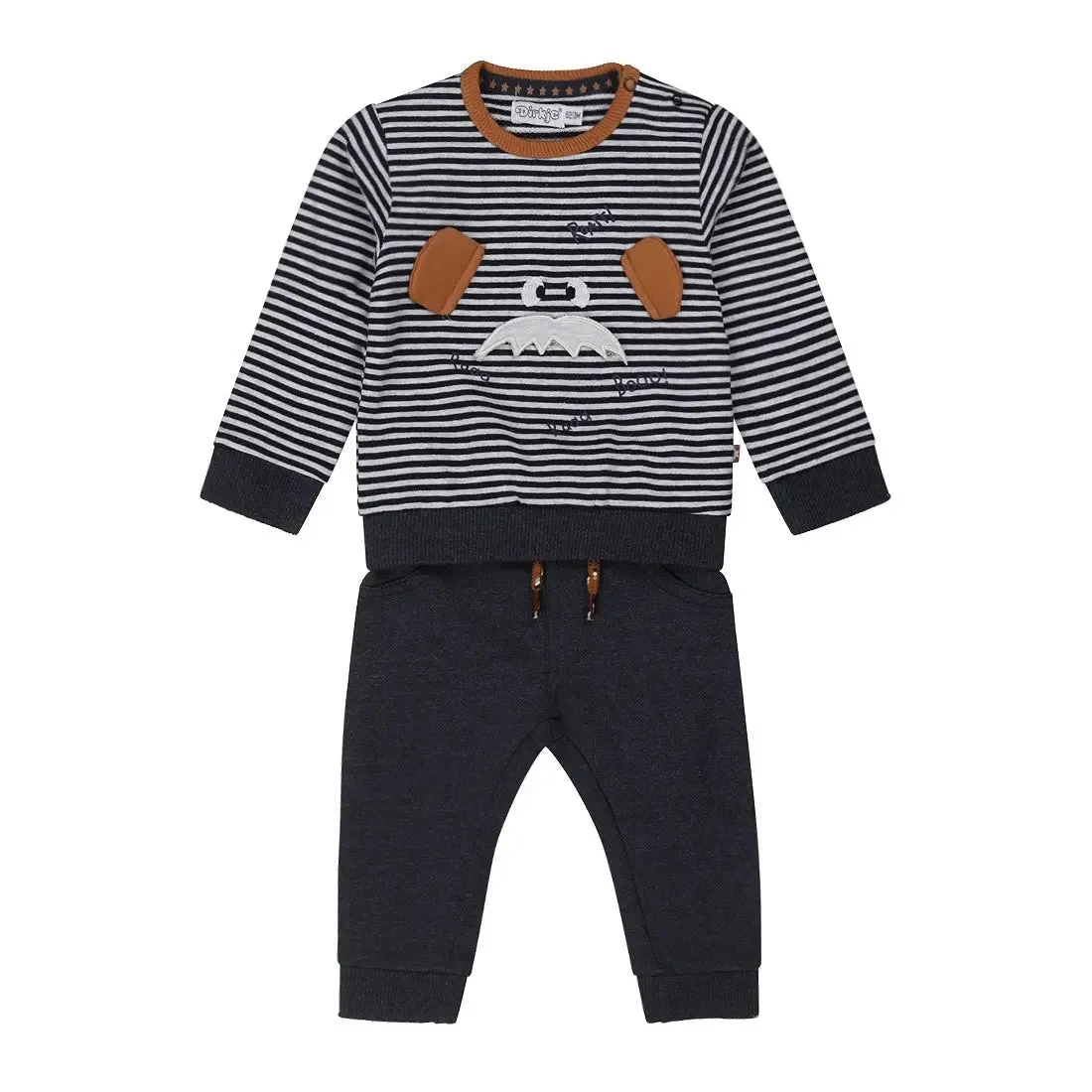 Baby Boys Dark Blue Long Sleeve Shirt And Sweatpant Set | Dirkje