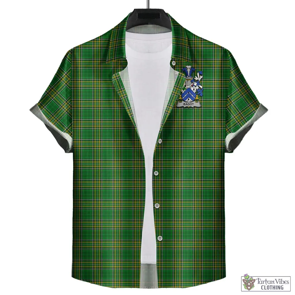 Bagot Irish Clan Tartan Short Sleeve Button Up with Coat of Arms