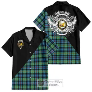 Bailey Ancient Tartan Short Sleeve Button Shirt with Family Crest and Military Logo Style