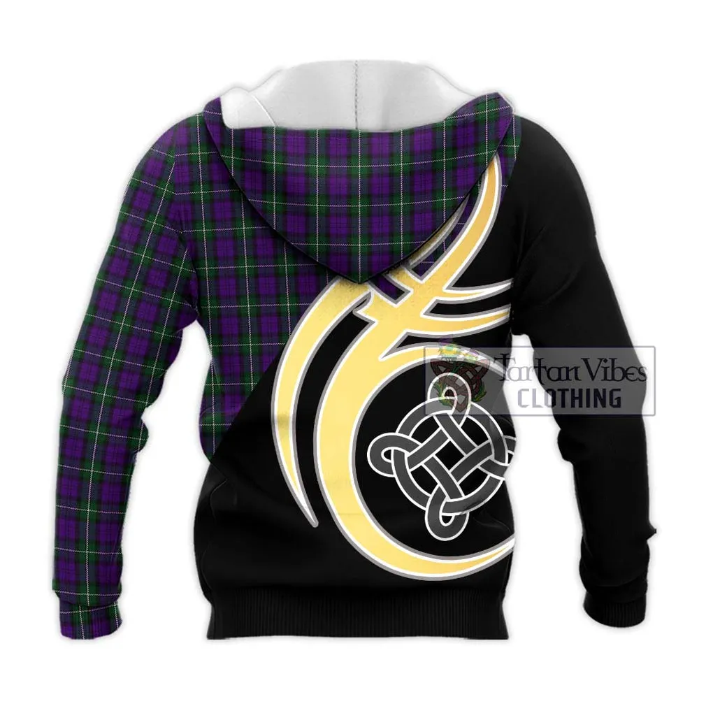 Baillie Highland Society Tartan Knitted Hoodie with Family Crest and Celtic Symbol Style