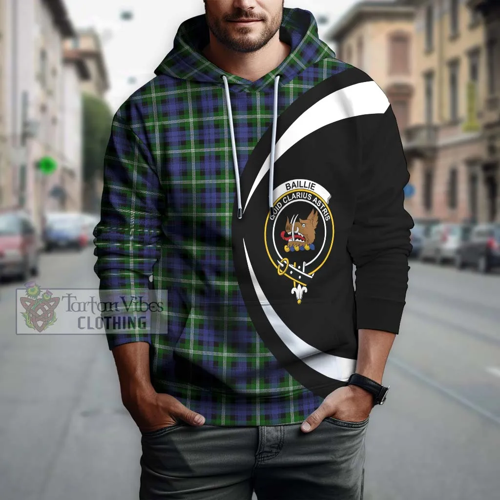 Baillie of Polkemmet Tartan Hoodie with Family Crest Circle Style