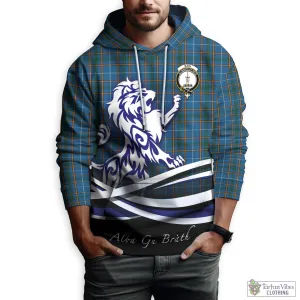 Bain Tartan Hoodie with Alba Gu Brath Regal Lion Emblem