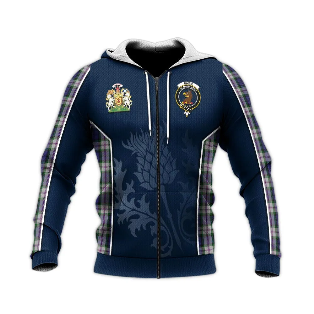 Baird Dress Tartan Knitted Hoodie with Family Crest and Scottish Thistle Vibes Sport Style