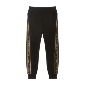 Balmain Kids Gold Glitter Logo Tape Jogging Bottoms