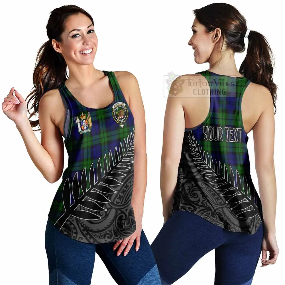 Bannatyne Crest Tartan Women's Racerback Tanks with New Zealand Silver Fern Half Style