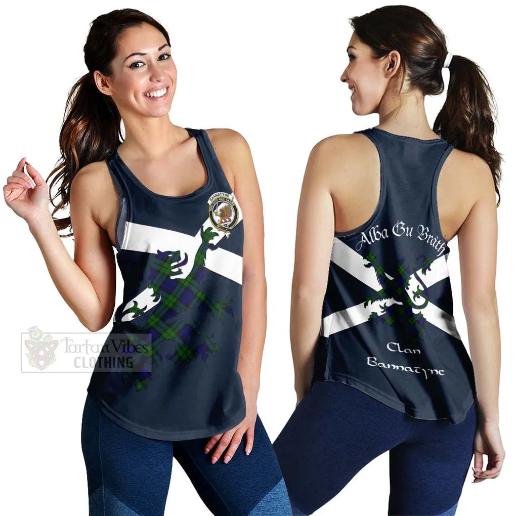 Bannatyne Tartan Lion Rampant Women's Racerback Tanks  Proudly Display Your Heritage with Alba Gu Brath and Clan Name