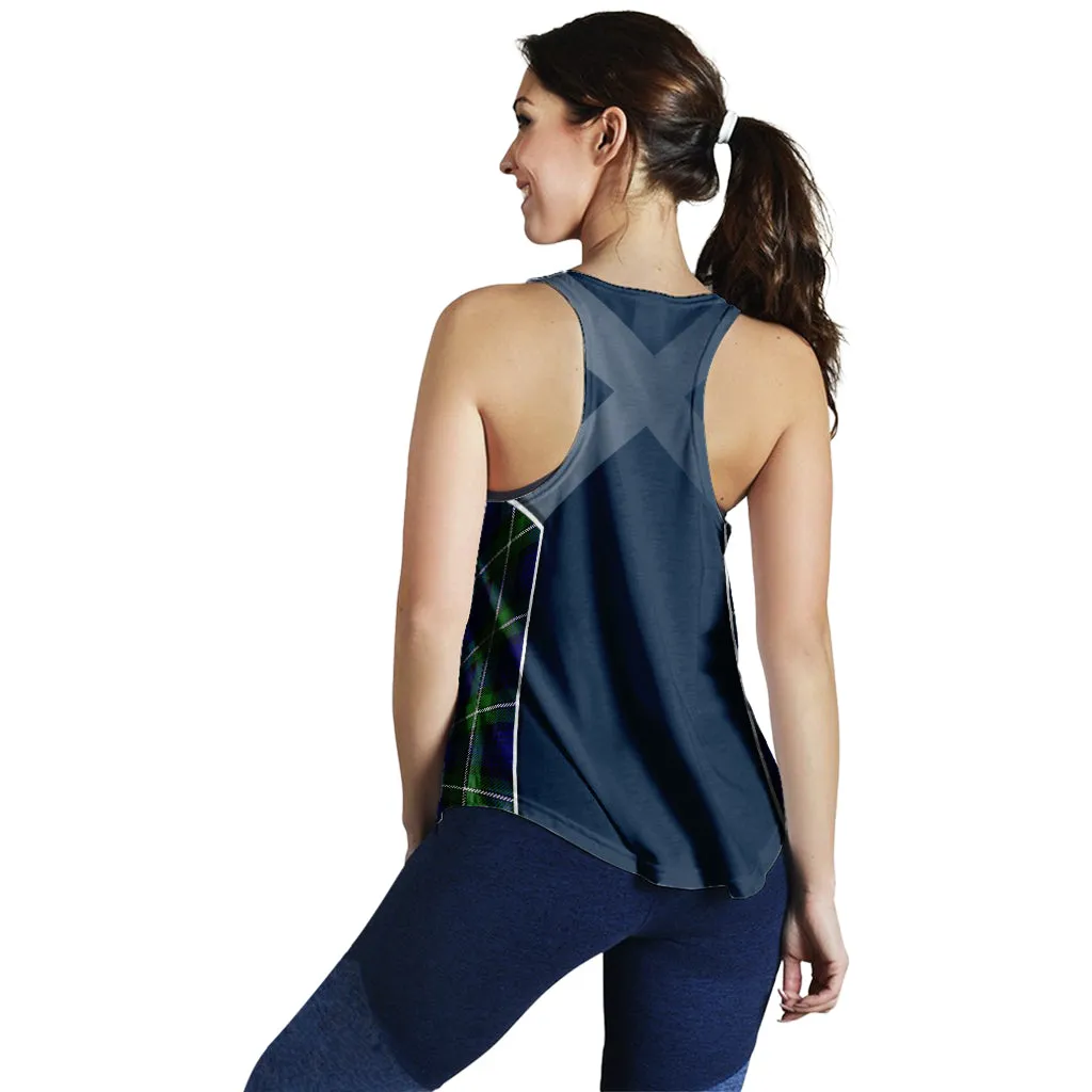 Bannerman Tartan Women's Racerback Tanks with Family Crest and Scottish Thistle Vibes Sport Style