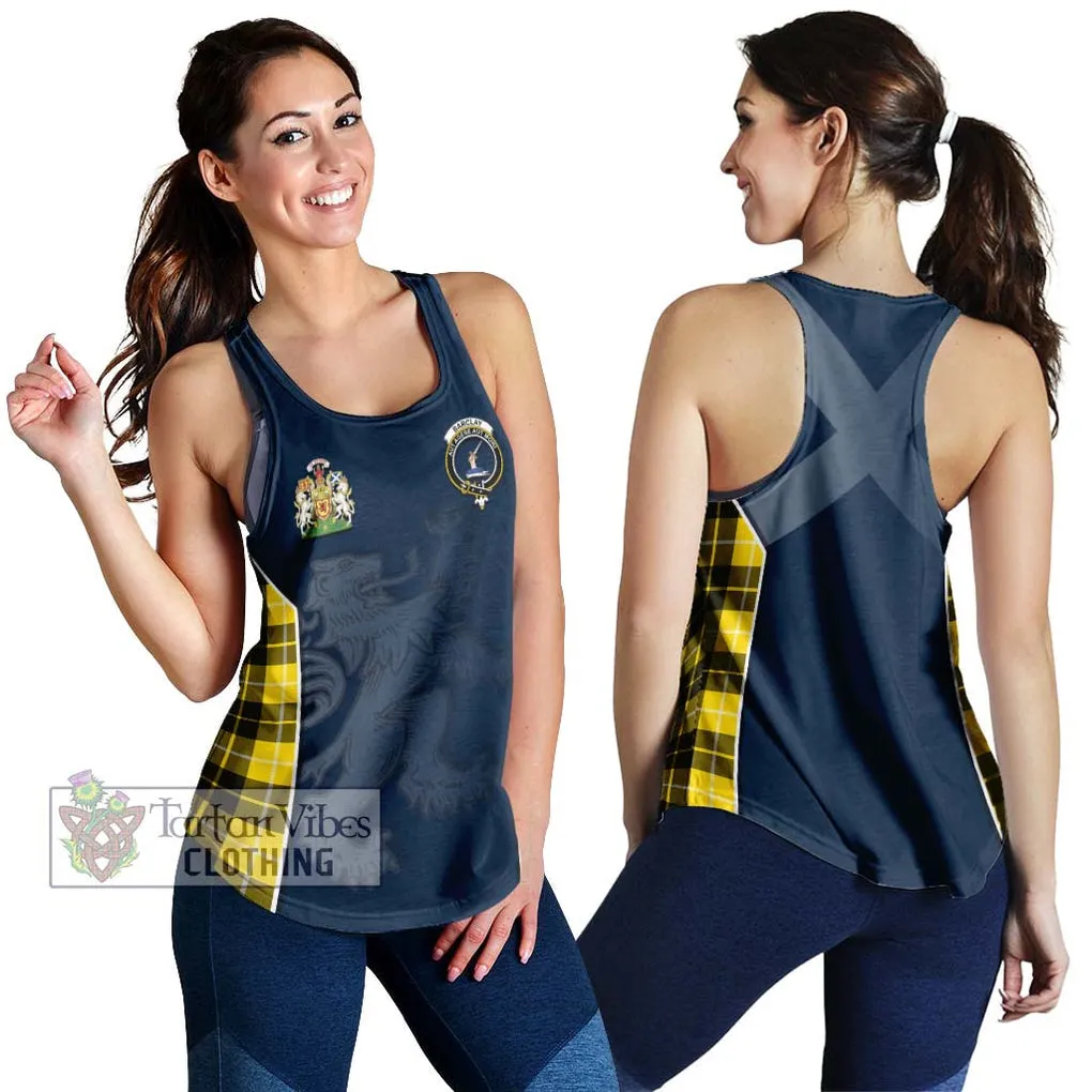 Barclay Dress Modern Tartan Women's Racerback Tanks with Family Crest and Lion Rampant Vibes Sport Style