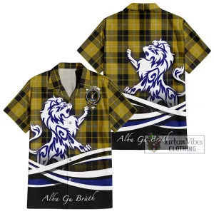 Barclay Dress Tartan Short Sleeve Button Shirt with Alba Gu Brath Regal Lion Emblem