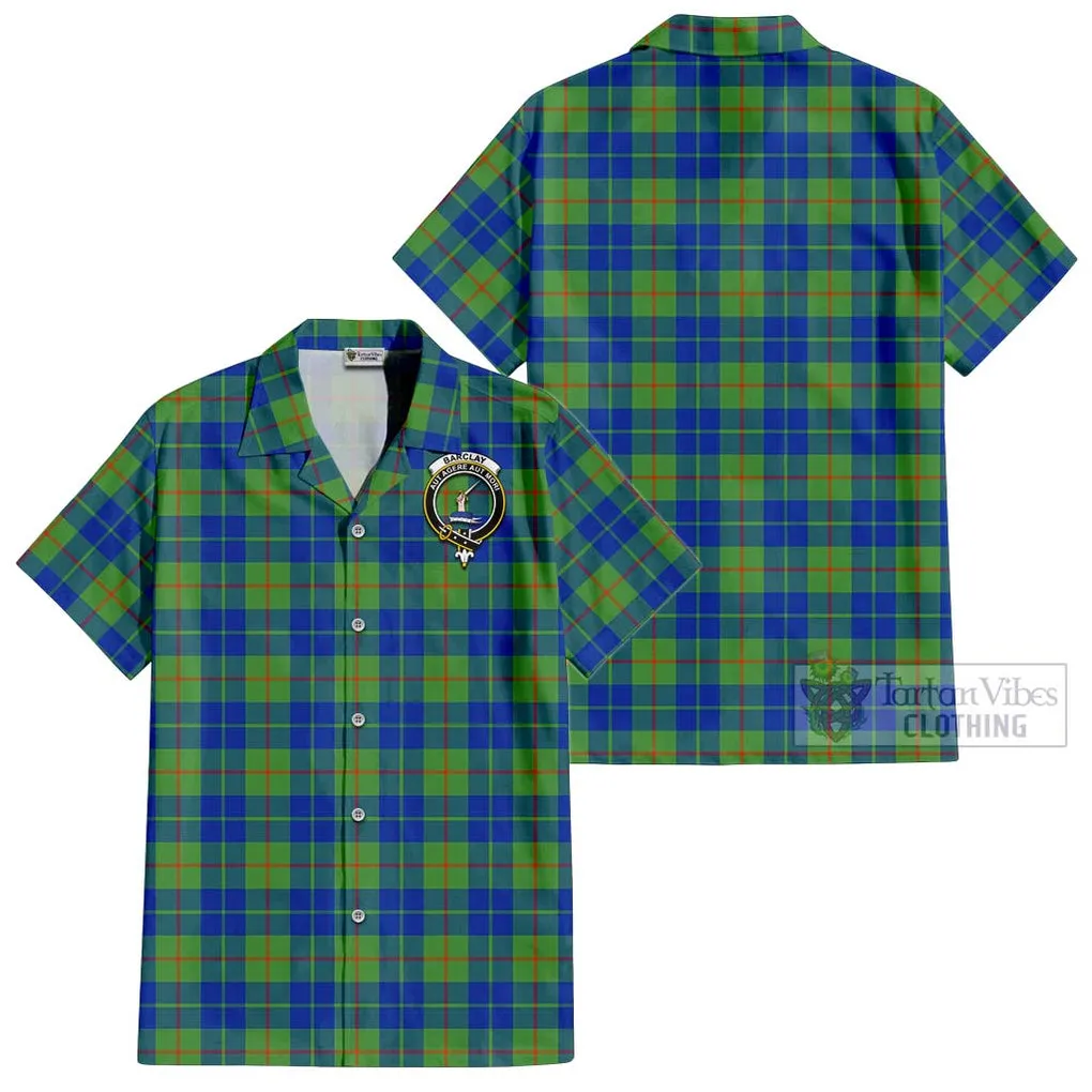 Barclay Hunting Ancient Tartan Cotton Hawaiian Shirt with Family Crest