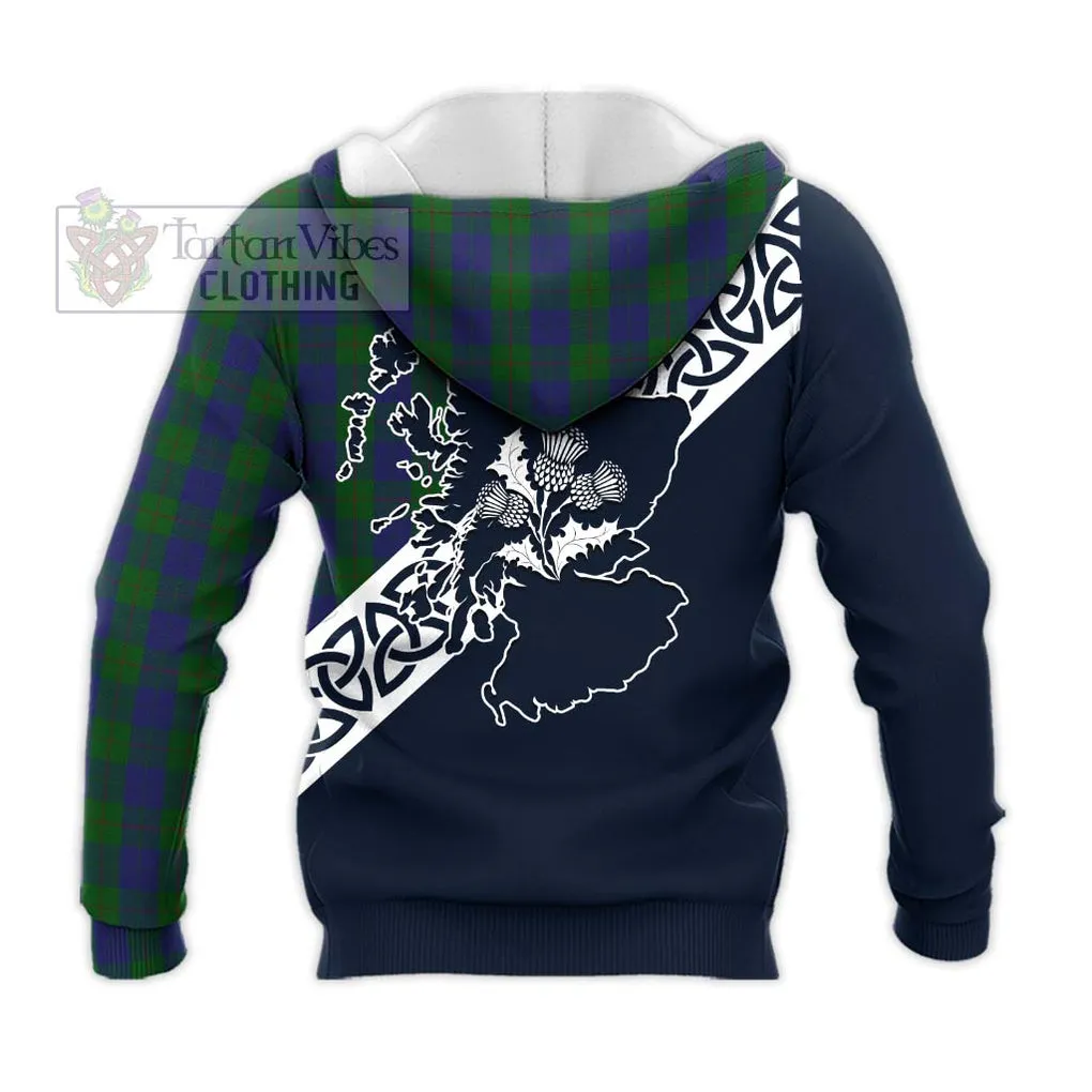 Barclay Tartan Knitted Hoodie Featuring Thistle and Scotland Map