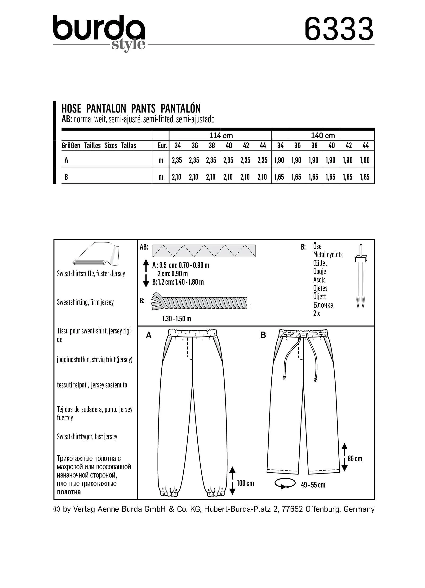 BD6333 Misses' jogging pants sewing pattern