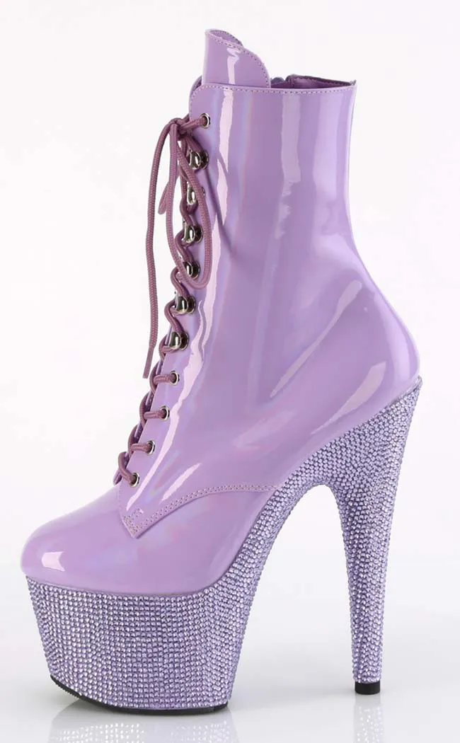 BEJEWELED-1020-7 Lavender Holo Rhinestone Boots