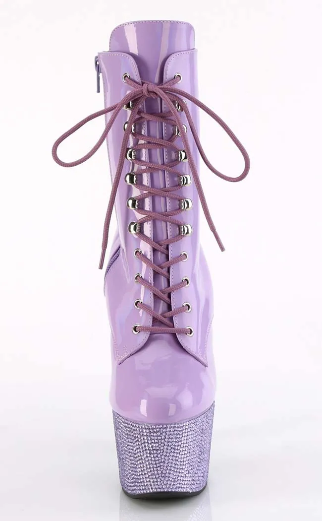 BEJEWELED-1020-7 Lavender Holo Rhinestone Boots