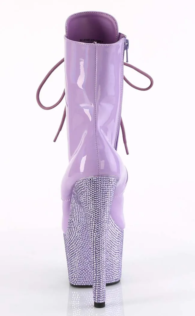 BEJEWELED-1020-7 Lavender Holo Rhinestone Boots