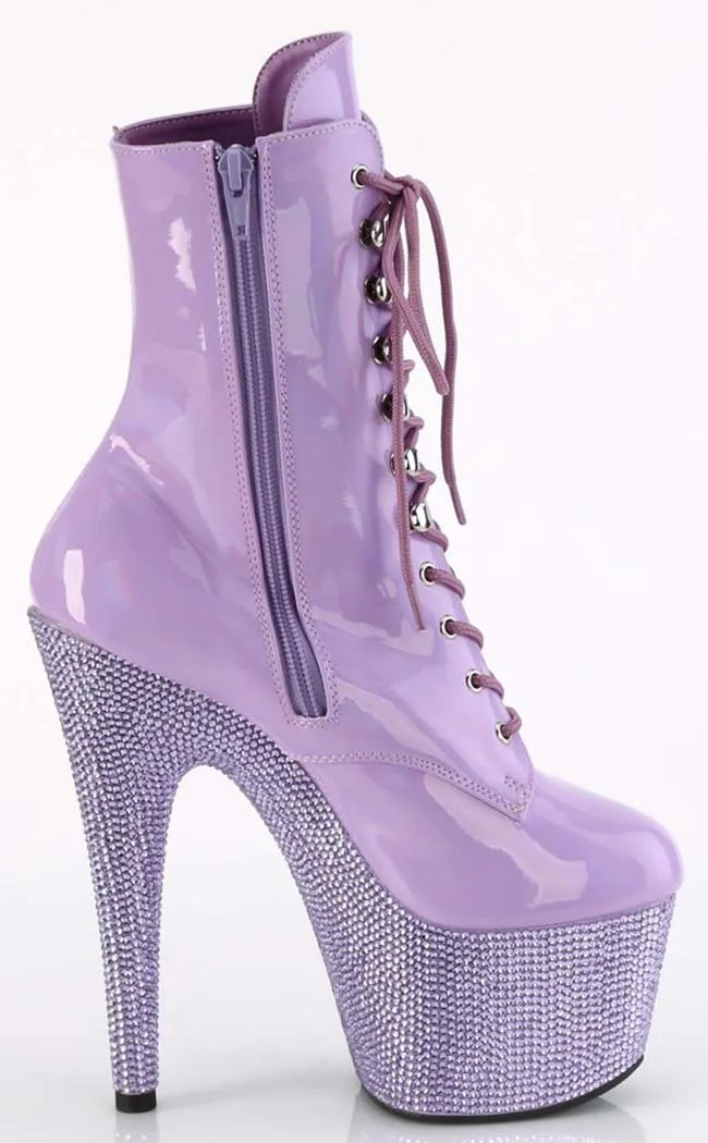 BEJEWELED-1020-7 Lavender Holo Rhinestone Boots