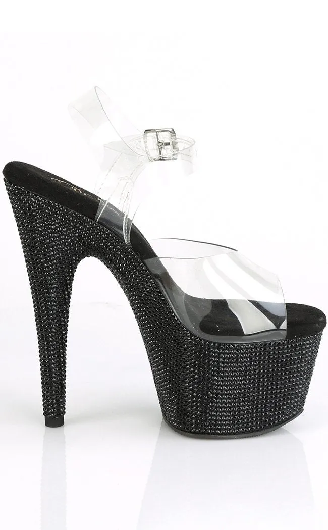 BEJEWELED-708DM Black Rhinestone Heels