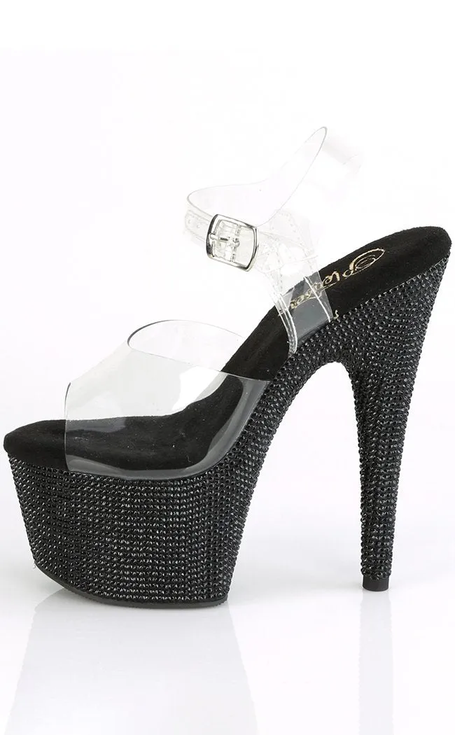 BEJEWELED-708DM Black Rhinestone Heels